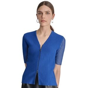 DNKY ribbed short sleeve zip top NWT